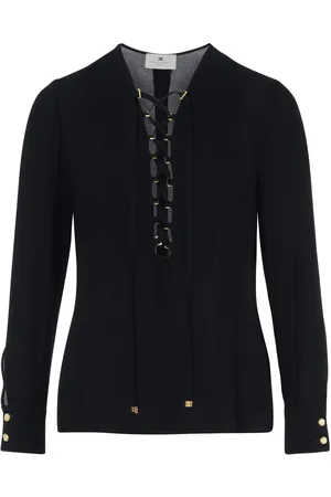 Elisabetta Franchi Blusa in georgette nera con lacci