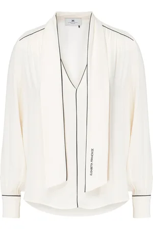 Elisabetta Franchi Camicia in georgette burro con sciarpa