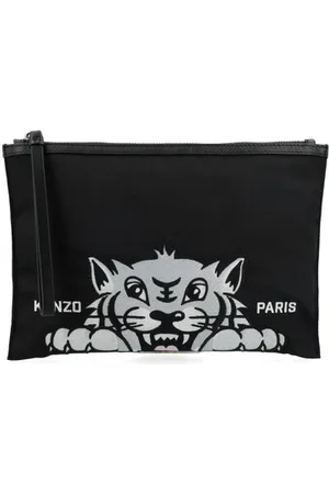 Kenzo Clutch Varsity in poliestere nera