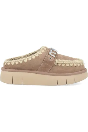 Mou Slipper Bounce Clog Metal Logo in pelle grigia