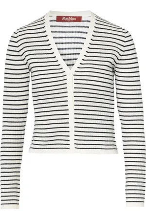 Max Mara Cardigan Trieste in lana a righe bianche e nere