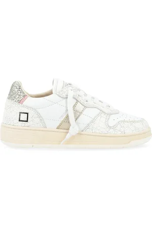D.A.T.E. Sneaker Court Shiny in pelle bianca e craquelè