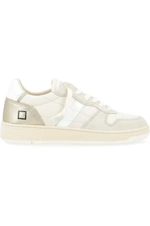 D.A.T.E. Sneaker Court Shiny in pelle e suede avorio