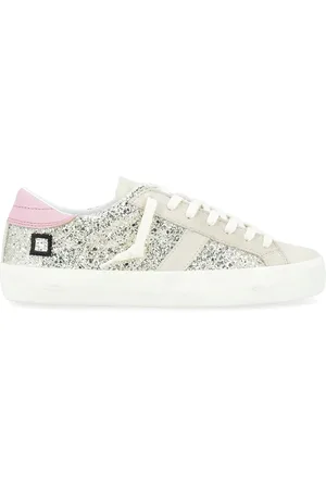 D.A.T.E. Sneaker Hill Low in pelle e glitter platino
