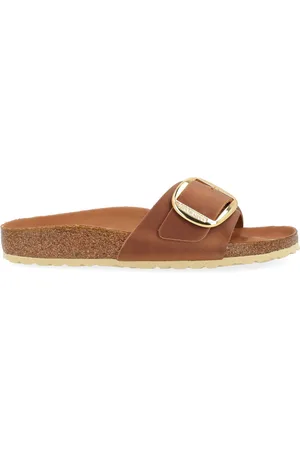 Birkenstock Sandalo Madrid Big Buckle in pelle color cognac