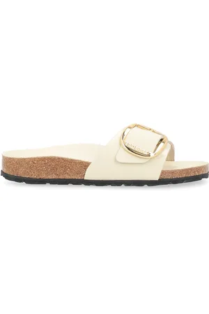 Birkenstock Sandalo Madrid Big Buckle in vernice ecrù