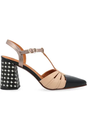 Chie Mihara Scarpa con tacco Loye in pelle nera e beige