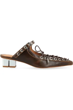 Ganni Mules in pelle riciclata oliva