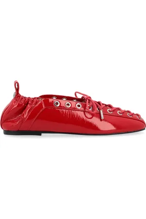 Ganni Ballerina in pelle riciclata verniciata rossa