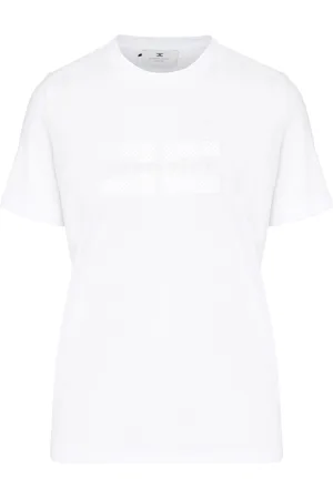 Elisabetta Franchi T-Shirt bianca in jersey con strass