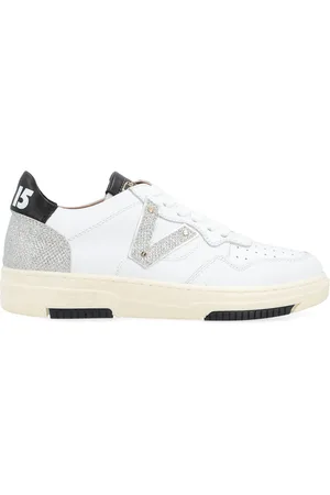 Via Roma Sneaker in pelle bianca con V argento