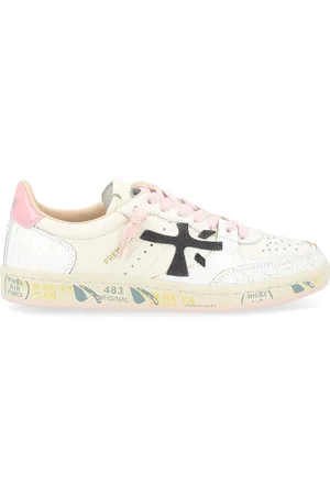 Premiata Sneaker 6783 in pelle used bianca e rosa