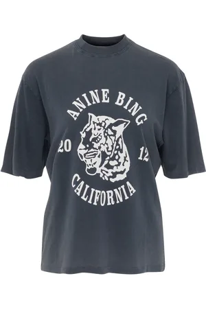 ANINE BING T-Shirt Avi Collegiate Leopard grigia
