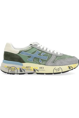 Premiata Sneaker Mick 7216 in pelle e tessuto grigio e verde