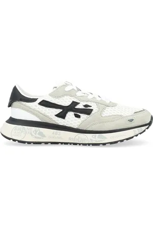 Premiata Sneaker Lauryn 7485 in suede e tessuto bianca e grigia
