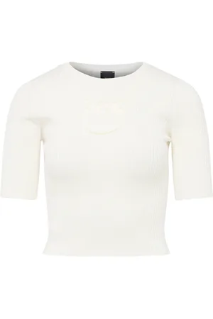 Pinko Maglia in cotone a costine bianca