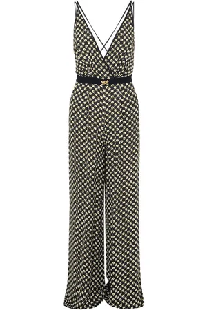 Elisabetta Franchi Tuta in georgette stampata nera