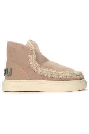 Mou Stivaletto Eskimo Sneaker Bold color cammello con logo glitterato
