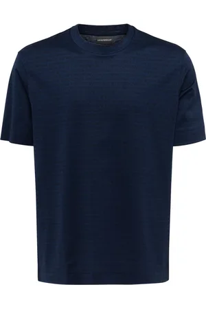 Emporio Armani T-shirt Lettering All Over in cotone blu
