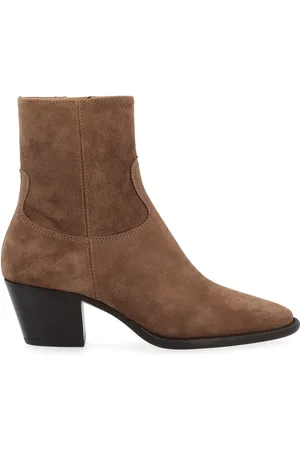 ANNA F. Stivaletto in camoscio color taupe