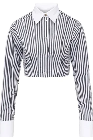 Sportmax Camicia Abano in popeline a righe bianche e nere