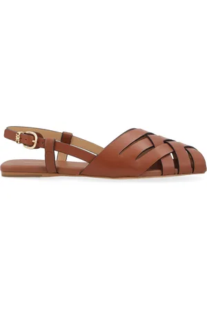 Michael Kors Slingback Irene in pelle intrecciata color cuoio