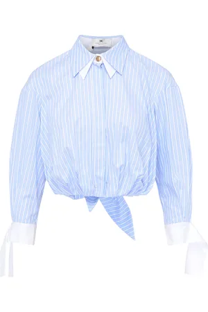 Elisabetta Franchi Camicia in popeline rigato azzurra
