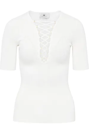 Elisabetta Franchi Top in maglia color con lacci