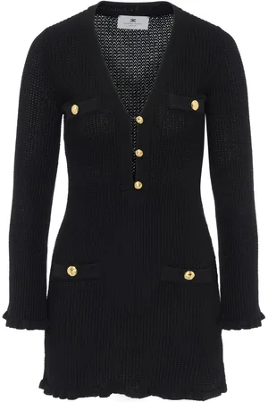 Elisabetta Franchi Abito in maglia nera con balze