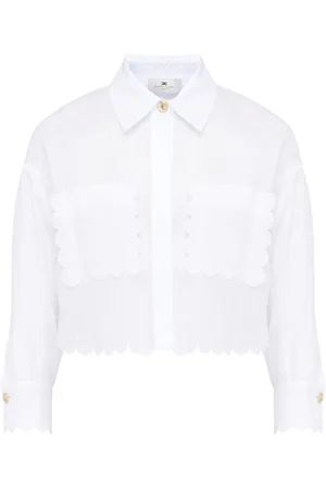 Elisabetta Franchi Camicia in voile di cotone bianca