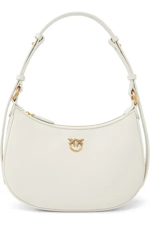 Pinko Borsa Mini Love Bag Half Moon in pelle bianca
