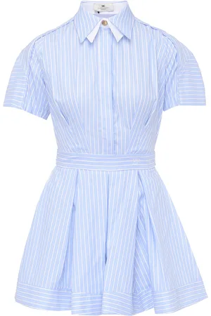 Elisabetta Franchi Abito in popeline bianco e a righe
