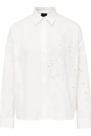 Pinko Camicia con ricamo in cotone bianca