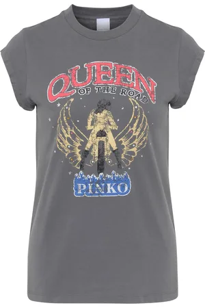 Pinko T-shirt con stampa in cotone grigia