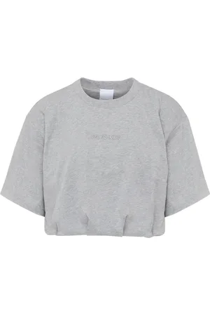 Pinko T-shirt crop in cotone grigia