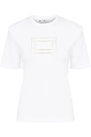 Elisabetta Franchi T-shirt con logo frontale in cotone bianca