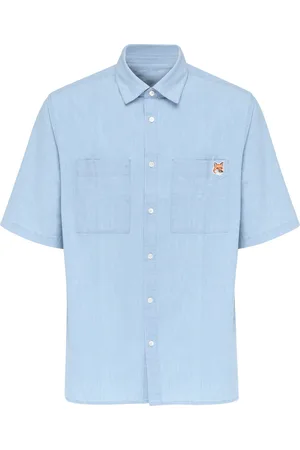 Maison Kitsuné Camicia Maison Kitsunè in chambray azzurra