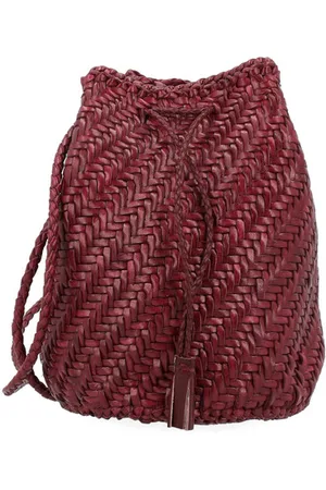 Dragon Diffusion Borsa PomPom Double Jump in pelle bordeaux