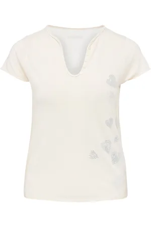 Zadig & Voltaire T-shirt Serafino in cotone ecru