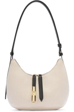 Furla Borsa Goccia S in tessuto color naturale e profili neri