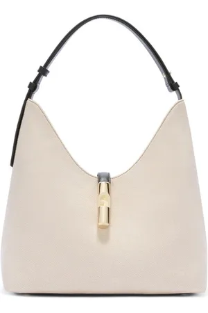 Furla Borsa Goccia M in cotone color naturale e profili neri