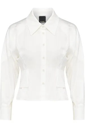 Pinko Camicia Controvento in habotai e cotone bianca