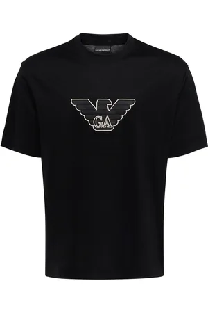 Emporio Armani T-shirt in misto cotone nera con logo