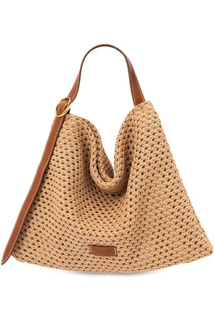 Orciani Borsa Todo Elba Small in cotone e pelle color cuoio