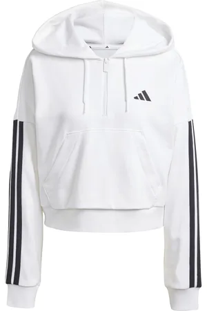 adidas Felpa da donna con cappuccio a 1/4 di cerniera Essentials 3-Stripes