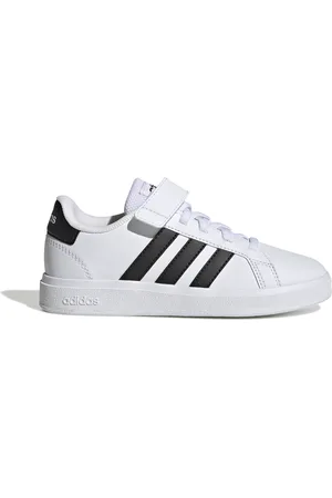 adidas Scarpe da basket per bambini con lacci elastici e gancio Grand Court
