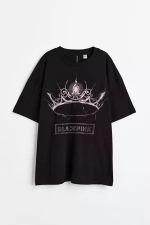 H&M Donna T-shirt - T-shirt oversize con motivo a strass