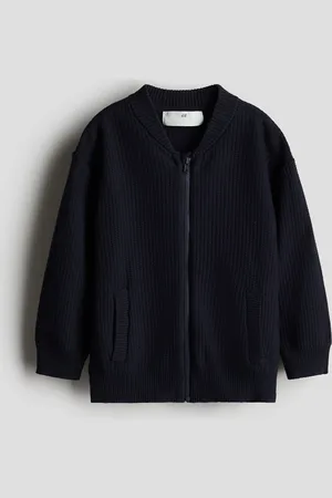 H&M Cardigan in maglia a costine con cerniera