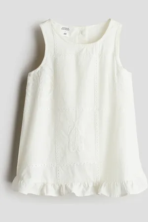 H&M Abito in cotone con ricamo