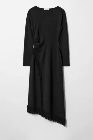 H&M Abito midi asimmetrico con frange